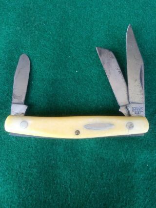 Vintage Schrade Walden Ny Usa 835y Yellow Bird’s Eye Stockman Knife