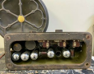 1924 Antique Atwater Kent Model 35 Metal Tube Radio w Model E Speaker Estate 3