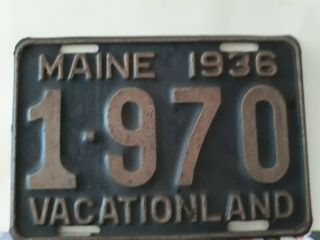 Maine License Plate Vintage 1936 (first Year For Vacationland) 1 - 970