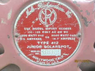 Antique Vintage Mole Richardson Junior Solarspot 412 Spotlight 3