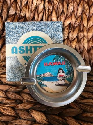 Vintage “hawaii” Metal Souvenir Ashtray Made In Japan