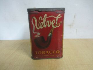 Vintage Velvet Pocket Tobacco Tin Advertising Great Graphics
