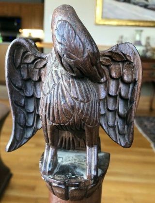 Antique Early Americana Hand Carved Walnut Wood Eagle Sculpture Folk Art C1860