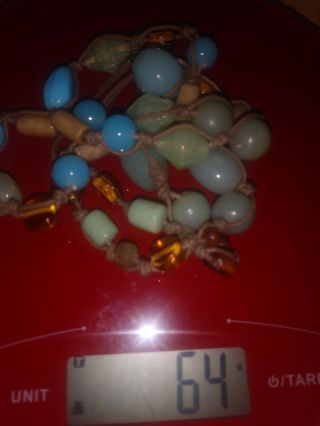 Vintage Colored Polished Agate Stone Bead Necklace 16 " 64 Grams.