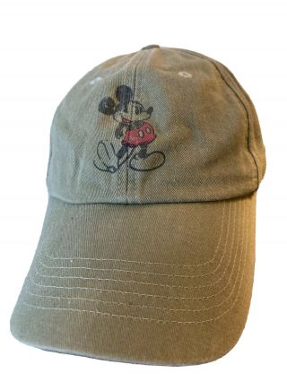 Disney Parks Mickey Mouse Green Vintage Washed Baseball Cap/ Dad Hat