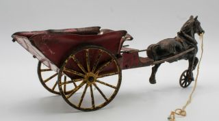 Vintage Horse And Cart Pressed Steel And Cast Iron Pull Toy 8676