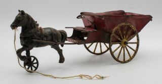 VINTAGE HORSE AND CART PRESSED STEEL AND CAST IRON PULL TOY 8676 3