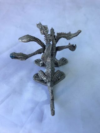 Vintage Pewter 7 Headed Dragon W/Crystals Figurine Ral Partha PP807 3