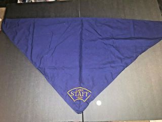 Vintage Boy Scouts Bsa Blue Neckerchief With Camp Staff 1955 Patch