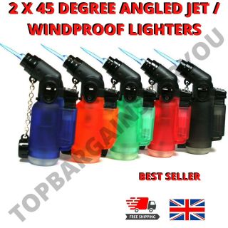 2 X Prof Like Flamejack Angled Jet Flame Torch Windproof Refillable Lights