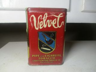 Vintage Velvet Pocket Tobacco Tin Advertising Great Graphics Estate Find