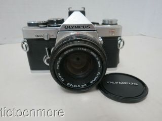 Vintage Olympus Om - 2 Camera 1162173 W/ Om - Systme Zuiko Auto - S Lens 50mm 1:1.  8