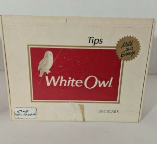 Vintage White Owl Tips Cardboard Empty Cigar Box
