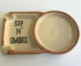 Sip N ' Smoke Combination Ashtray Coaster Ceramic 2