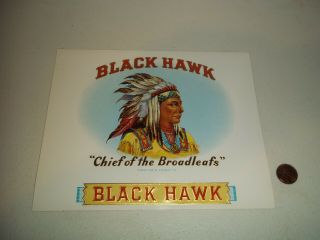 Vintage Black Hawk Chief Of The Broadleafs Cigar Box Label