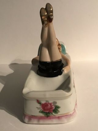 Vintage Ceramic Lady Ashtray Movable Bobbing Legs Made in Japan 2