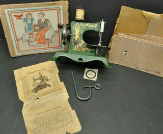 Antique Vtg Little Red Riding Hood Tin Toy Casige Sewing Machine Germany Eagle