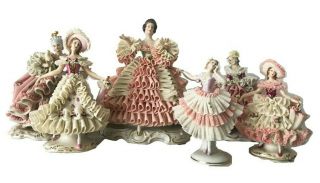 Antique Vintage German Dresden porcelain lace figurine ballerina Volkstedt 2