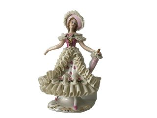 Antique Vintage German Dresden porcelain lace figurine ballerina Volkstedt 3