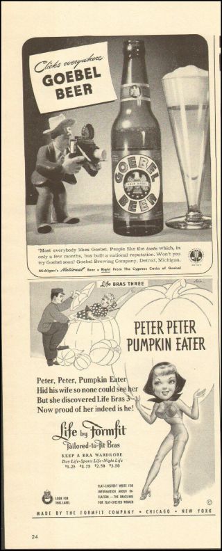 1942 Vintage Movie Ad For Goebel Beer Retro Bottle Art Glass (011517))