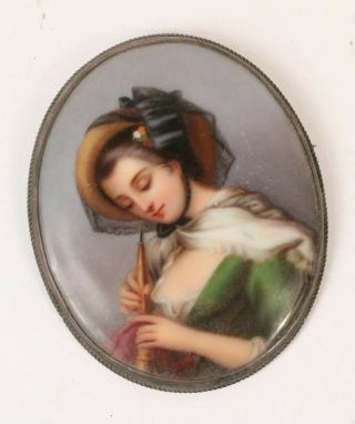 Late 19th/early 20th - Century Hand - Painted Miniature Porcelain Portrait Plaque