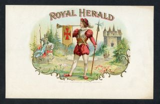 Old Royal Herald Cigar Label - Castle - Knight With Lance On Horse