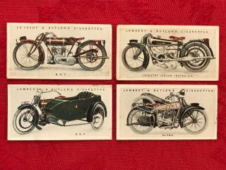 1923 Lambert & Butler 4 Card Subset - Motorcycles - Tobacco Cards - Very Scarce - Ex