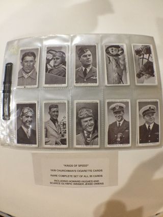 Rare 1939 Churchman’s Cigarette Cards “king’s Of Speed” Complete Set