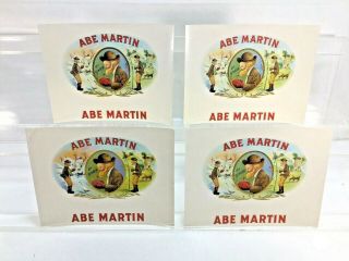 Vintage Cigar Label - Abe Martin Lithograph Embossed Inner Label - Qty Of 4
