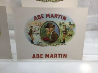 Vintage Cigar Label - Abe Martin Lithograph Embossed Inner Label - Qty of 4 2