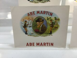 Vintage Cigar Label - Abe Martin Lithograph Embossed Inner Label - Qty of 4 3