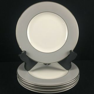 Set Of 5 Vtg Salad Plates By Syracuse China Debutante Gray Platinum Usa