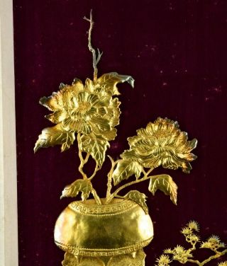 LARGE CHINESE GOLD GILT SILVER IMPERIAL PRECIOUS OBJECTS WALL PLAQUE 3 3