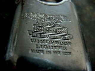 Vintage FIEREE TIGER Butane Windproof Lighter Dark Silver NEEDS FUEL 3