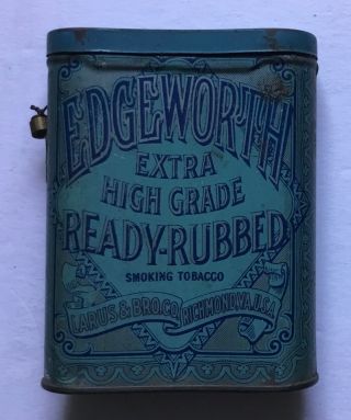 Edgeworth Smoking Tobacco Vintage Light Blue Pocket Litho Tin,  Hinged Lid