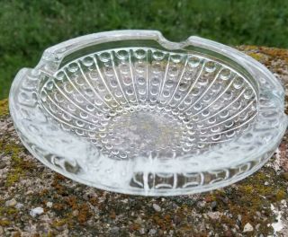 Vintage Ashtray Cut Glass Round Hobnail Diamond Pattern Clear 6 " Across