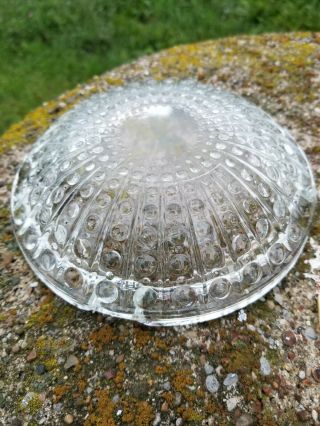VINTAGE ashtray Cut Glass Round Hobnail Diamond Pattern Clear 6 