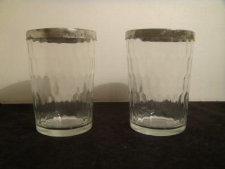 2 Vintage American Quality Snuff Glasses Honeycomb Pattern And Tops