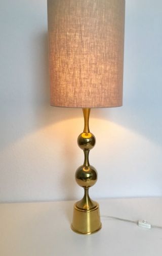 Solid Brass Table Lamp Hollywood Regency Mid Century Modern 1970s