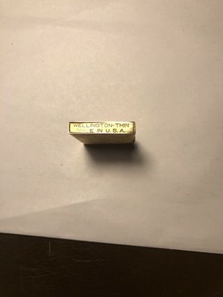 Vtg 2” WELLINGTON THIN Gold Tone Mini Lighter - USA 3