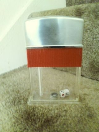 Vintage (large) 6 1/2 " X 3 3/4 " X 1 1/4 " Clear And Chromium (2xdice) Table Lighter