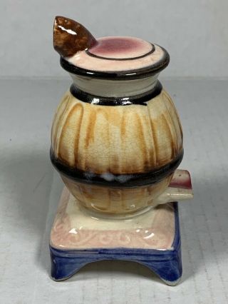 Pot Belly Stove SMOKING ASHTRAY - Ceramic Incense Burner - Hand Painted - Japan 2