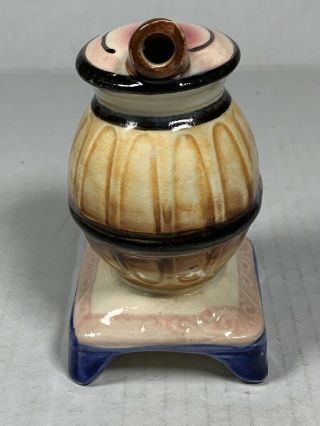 Pot Belly Stove SMOKING ASHTRAY - Ceramic Incense Burner - Hand Painted - Japan 3