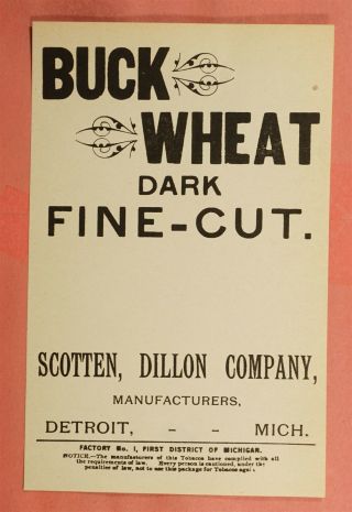 Vintage Cigar Label Buck Wheat Dark Fine - Cut 77273