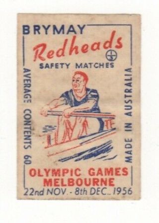 Melbourne Olympic Games 1956 Matchbox Label - Rowing