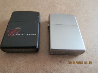 2 Vintage Zippo Lighters One Black One Brushed Chrome