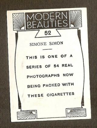 SIMONE SIMON CARD VINTAGE 1930s GREAT REAL PHOTO NOT POSTCARD. 2