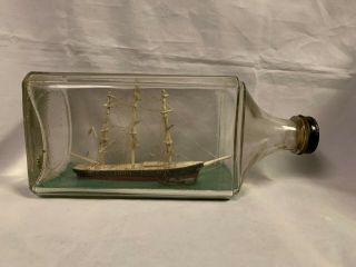 Antique Vintage Ship In A Bottle Dated August 1930 By Lewis W.  Connell