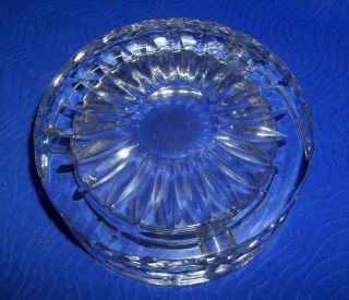 Vintage Heavy Lead Crystal Criss Cross Clear Cut Glass W/Frosted Flowers Ashtray 3