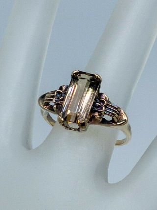 Antique Victorian 1890s 4ct Natural Pink Tourmaline 10k Yellow Gold Ring